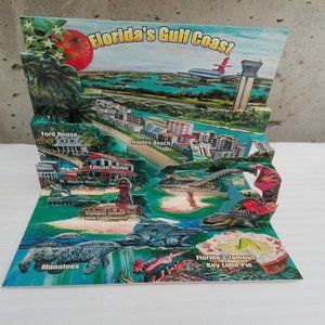 VTG Florida's Gulf Coast Popup Postcard Ft Myers Beach Sanibel Captiva Island